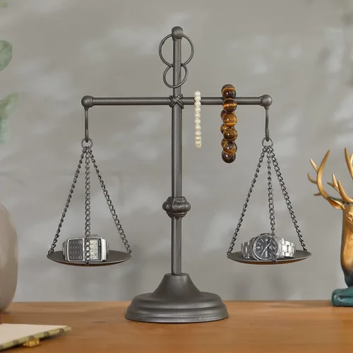 Vista 5 de Mesa de granja Libra Scale Decoración, centro de mesa de metal de 15 pulgadas de alto, equilibrio para justicia decoración del hogar