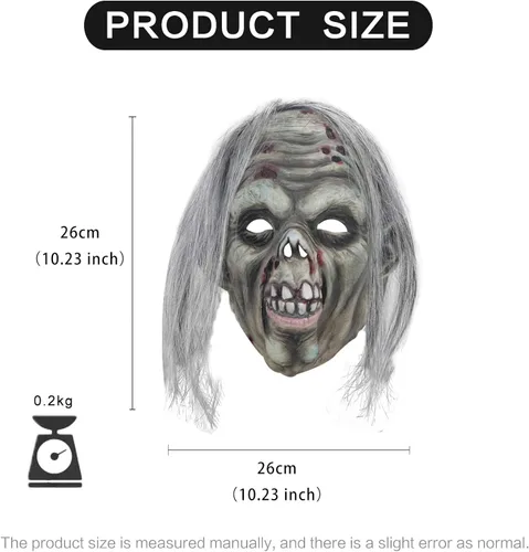 Vista 5 de Máscara de Halloween gris zombie máscara monstruo espeluznante mordida látex máscara de cicatriz