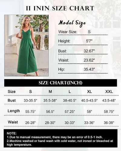 Vista 6 de II ININ - Vestido informal para mujer, veraniego, con cuello en V profundo, estampado floral o unicolor, vestido largo con abertura, para fiesta