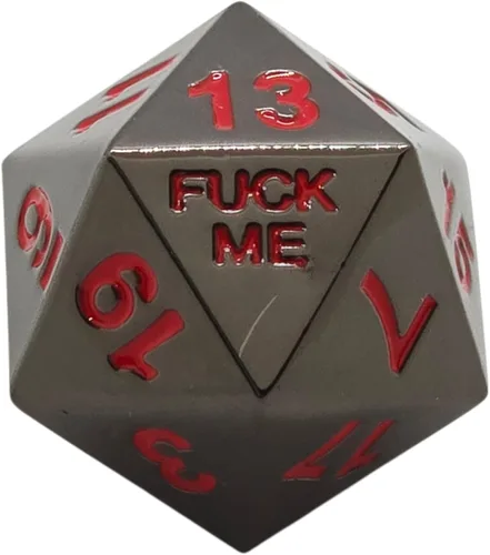 Vista 2 de Juego de dados de metal D20 F Critical Fail F de 20 caras Número DND para juegos de rol Dungeons and Dragons D&D Pathfinder Shadowrun