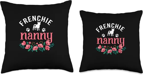 Vista 3 de Floral French Bulldog Matching Mother's Day Gifts Frenchie Nanny Gifts - Almohada de Navidad para mujeres, amantes de los perros y mascotas, 16 x 16