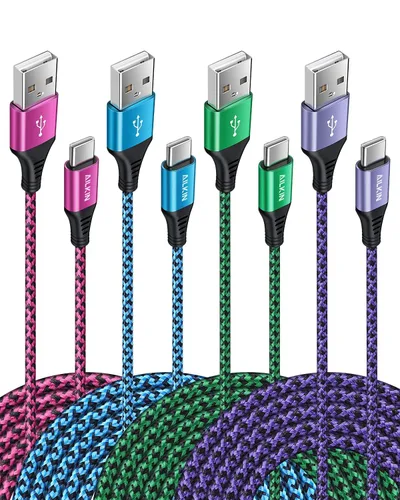 Vista 9 de Cable Micro USB, [4 unidades/3 pies] Cable de carga USB para Android macho a micro B, cable de datos de alta velocidad de carga Nylon trenzado