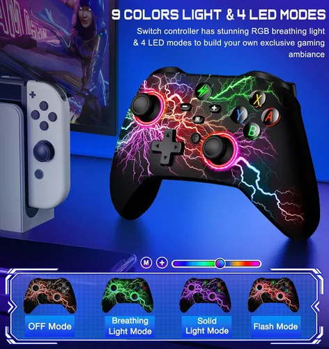 Vista 3 de Controlador inalámbrico Switch Pro para Nintendo Switch ControllerSwitch LiteSwitch OLED, luz LED multiplataforma Windows PC IOS Android Switch