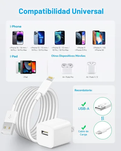 Vista 7 de Cargador Lightning para iPhone，[Certificado MFi] Cargador USB para teléfono con cable de carga de 6 pies para iPhone 14 13 12 11 Pro/Pro Max/SE