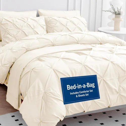 Vista 13 de LANE LINEN Juego de edredón individual de 5 piezas - Ropa de cama con diseño clásico de puntada pintuck - con 1 edredón, 1 funda de almohada, 1