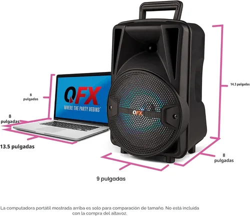 Vista 3 de QFX PBX-800TWS Sistema PA estéreo TWS Bluetooth de 8 pulgadas con 2 altavoces de 8 pulgadas, 2 micrófonos, 2 soportes y un control remoto