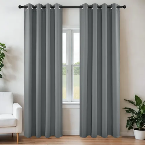 Vista 21 de Joydeco - Juego de 2 paneles de cortinas opacas de 63 pulgadas, 2 cortinas largas con aislamiento térmico burg, cortinas de oscurecimiento