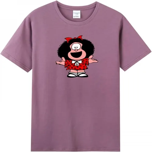 Vista 6 de Mafalda Happy - Camiseta de manga corta para mujer adulta Negro