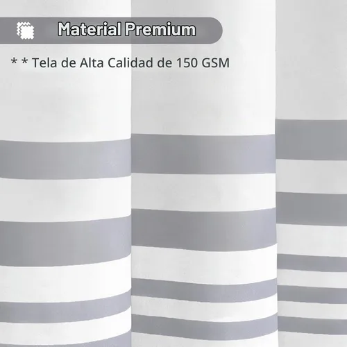 Vista 2 de Seasonwood Cortina de ducha gris y blanca con borlas Cortinas de ducha estilo granja moderna para decoración de baño 72L"x72A" Lavable a máquina