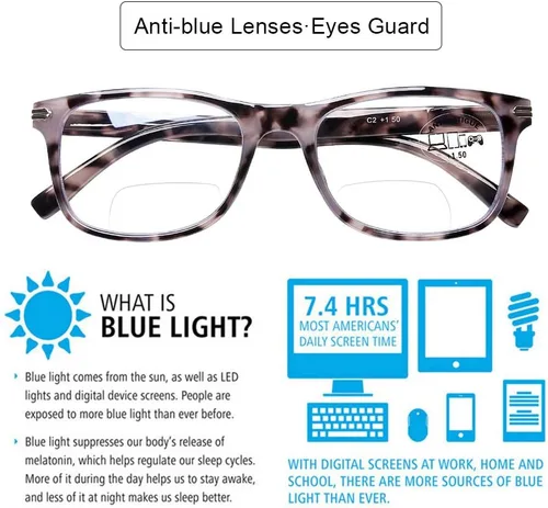 Vista 3 de DOOViC Gafas de lectura bifocales, paquete de 2 lentes de lectura con bloqueo de luz azul, negra/tortuga, bisagra de resorte de calidad para hombres