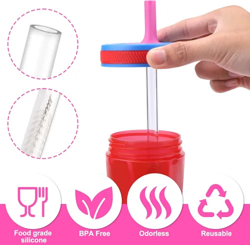 Vista 5 de XANGNIER Pajitas de repuesto y válvula de mordida compatible con Zak Designs Kelso botella de agua de 15 onzas, 4 popotes de silicona con cepillo