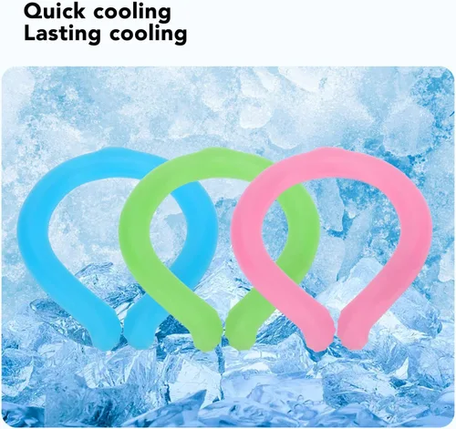 Vista 7 de Tubo de enfriamiento para el cuello, collar de hielo reutilizable, anillo frío duradero para el cuello, enfriamiento corporal portátil para Azul