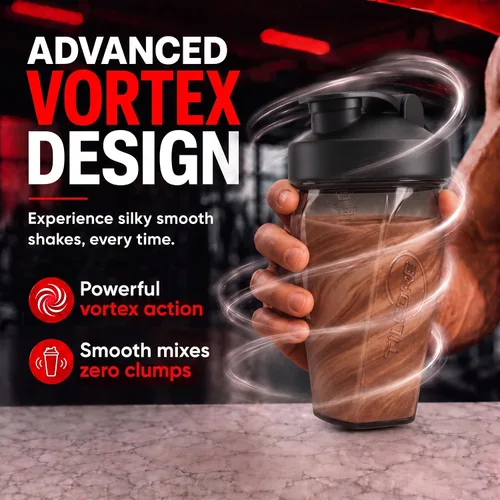 Vista 2 de Vortex - Botella mezcladora de proteínas de 24 onzas / 23.7 fl oz, taza agitadora prémium sin BPA para batidos y batidos de proteínas, a prueba