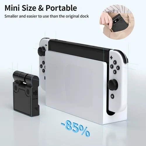 Vista 4 de Younik Switch Dock para conmutador NSSwitch OLED, estación de acoplamiento de interruptor con puerto HDMI y USB 3.0, interruptor portátil de TV Dock
