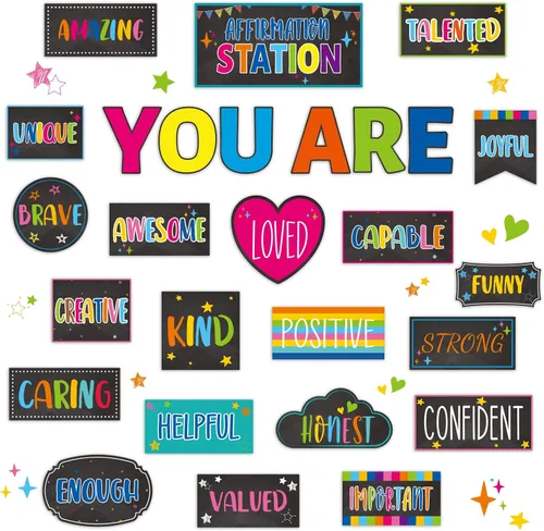 Vista 9 de Groovy Affirmation Station - Juego de tablones de anuncios para decoración de aula, estilo bohemio, retro, hippie, motivacionales, Groovy You Are