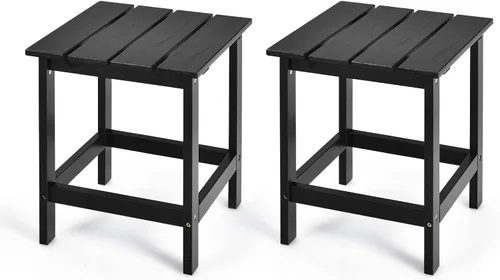 Vista 14 de Giantex Mesa auxiliar para exteriores, mesa auxiliar cuadrada de madera de 15 pulgadas con diseño de rejillas, construcción resistente, fácil