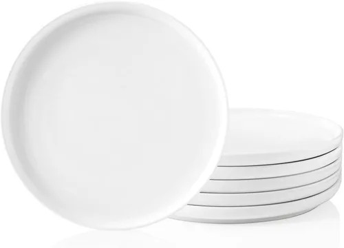 Vista 6 de Kanwone Plato de porcelana de 10 pulgadas, blanco, apto para microondas y lavavajillas