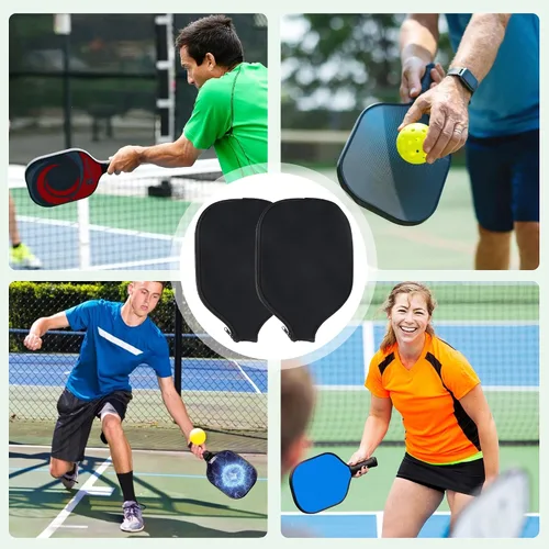 Vista 4 de 2 fundas de paleta de pickleball, neopreno duradero universal de 8.26 x 11.8 pulgadas con cremallera, bolsa de almacenamiento, se adapta a raquetas