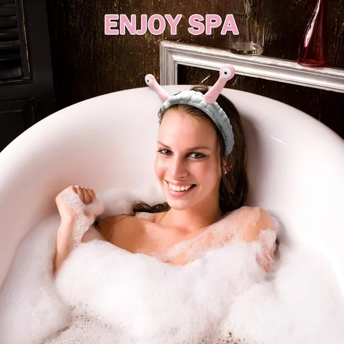 Vista 47 de Bonita diadema de caracol rosa, cara lavada para mujer, maquillaje, ducha, spa