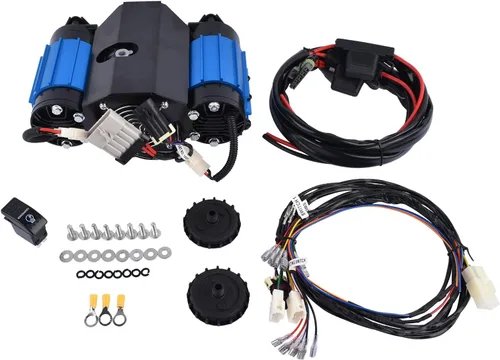 Vista 2 de Compresor de aire de alto rendimiento de 12 V de doble tanque de salida alta, reemplazo universal para compresor de aire de doble tanque CKMTA12 a