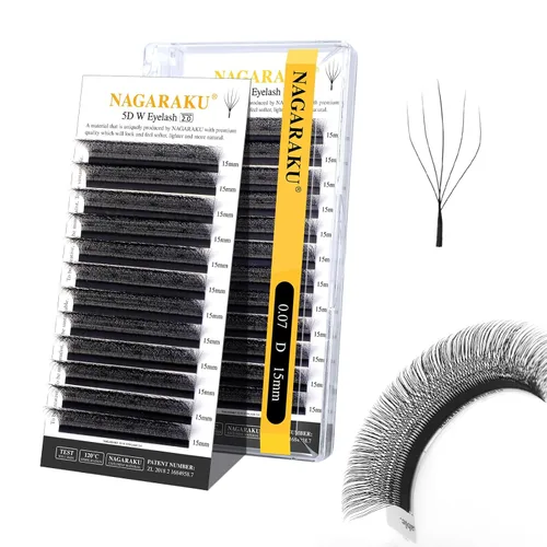 Vista 139 de NAGARAKU Extensiones de pestañas prefabricadas en abanico 3D W 0.05 C 0.315 0.05-C 3D W