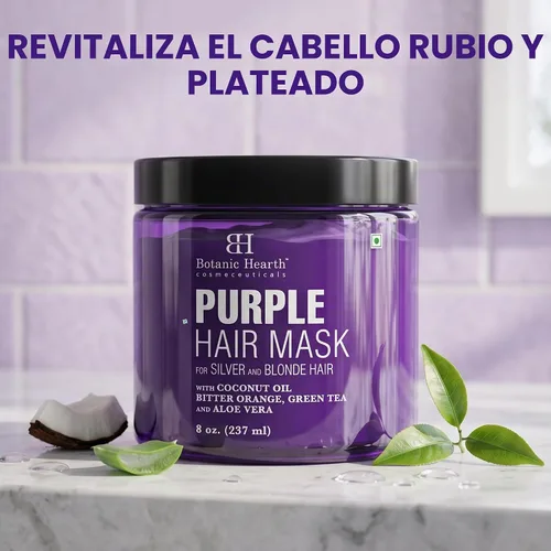 Vista 4 de Botanic Hearth Mascarilla morada para el cabello, para cabello rubio, plateado y gris, sin sulfatos ni parabenos, 8 onzas líquidas Para cabello