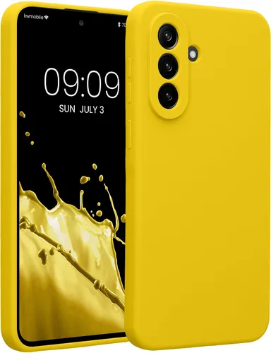 Vista 121 de kwmobile Funda compatible con Samsung Galaxy A13 4G - Funda delgada de silicona TPU - Acabado suave al tacto - Amarillo radiante