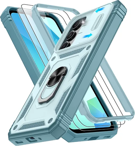 Vista 209 de Gritup Funda para Google Pixel 6 con cubierta deslizante para cámara y protector de pantalla (2 unidades), soporte de anillo giratorio 360°, funda