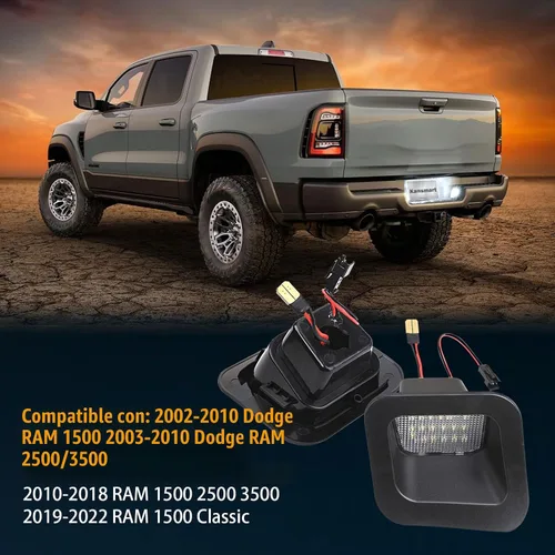 Vista 9 de KanSmart - Luz LED de matrícula para Dodge Ram 1500 2500 3500 2003-2018 OE 55078095AA, 6000K white, smoke lens, rear bumper tag lamp assembly