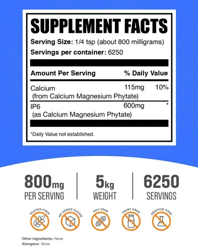 Vista 2 de BulkSupplements. com IP6 Polvo - Hexafosfato de inositol, suplemento IP6 - Suplemento de inositol para apoyo inmunológico, sin gluten, 800 mg por
