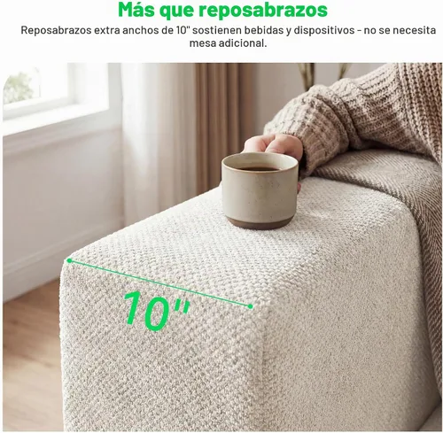 Vista 6 de MONVANE Sofá seccional deshuesado en forma de L de gran tamaño, chenilla Chenille-beige