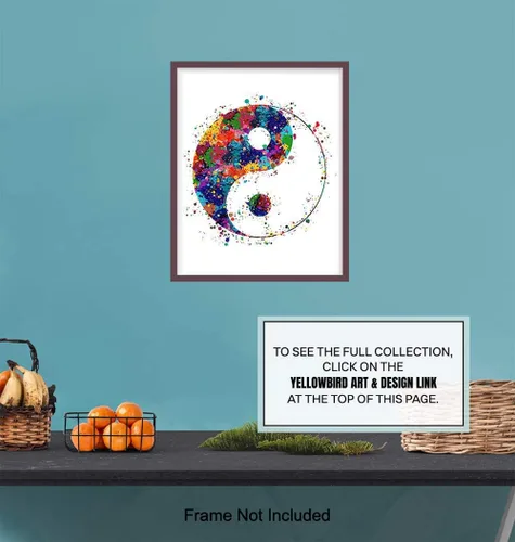 Vista 6 de Yin Yang - Impresión artística inspiradora de acuarela zen, foto sin marco de 8 x 10 pulgadas, regalo motivacional para meditación, fanáticos