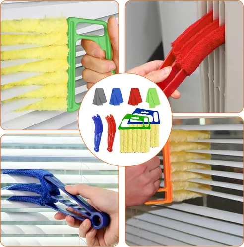 Vista 7 de Juego de 4 herramientas de limpieza veneciana para ventanas con 7 dedos 4 piezas - azul/verde