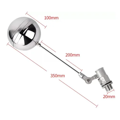 Vista 2 de Stainless Steel Floating Ball Valve, Adjustable Floating Ball Valve Water Level Controller for Water Tank Towers, 1pcs(1/2inch)