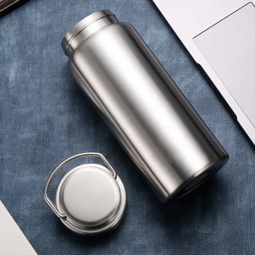 Vista 9 de CDJ Botella de agua de acero inoxidable de una sola pared sin aislamiento de 16 onzas, botella de agua de metal reutilizable para deportes, a prueba