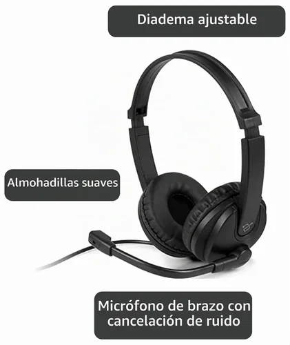 Vista 3 de Aluratek Auriculares estéreo USB con cable AWHU02FB - Auriculares sobre la oreja, con micrófono de cancelación de ruido, micrófono integrado, sonido