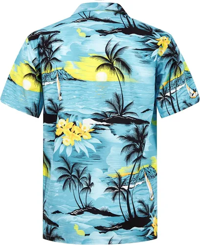 Vista 2 de APTRO Men's Hawaiian Shirt Short Sleeve with Pocket Beach Shirt Button Down Wrinkle Free