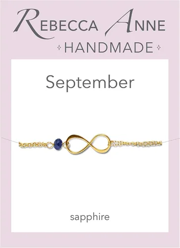 Vista 122 de Pulsera con dije de infinito con piedra natal, joyería hecha a mano, regalo para ella