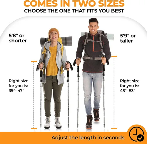 Vista 4 de Foxelli Bastones de senderismo plegables: bastones plegables ligeros y compactos para hombres y mujeres con cerraduras abatibles y accesorios todo