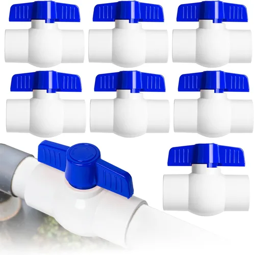 Vista 8 de 6PCS 1" válvula de bola del PVC, zócalo de las válvulas de bola del cierre con la manija en T azul Heavy Duty Slip PVC Valve, PVC Pipe Fitting for