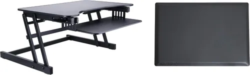 Vista 28 de Rocelco - Convertidor de escritorio para trabajar de pie con altura ajustable de 32 pulgadas - Bandeja retráctil deslizable - Elevador de monitor