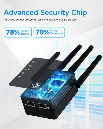 Vista 5 de Amplificador de señal WiFi para el hogar, extensor WiFi, largo alcance de hasta 12880 pies cuadrados y 105 dispositivos, extensor de Internet