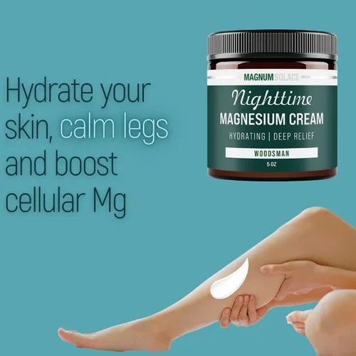 Vista 3 de Crema de magnesio nocturna – Alivio calmante y relajación, magnesio altamente concentrado para músculos y articulaciones – Aplicar en piernas o pies