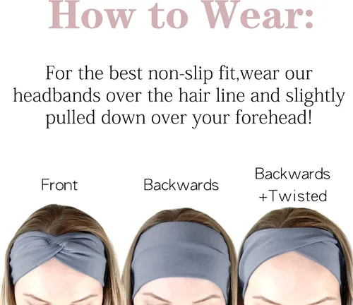Vista 4 de Jesries Headbands for Women Non Slip Elastic Hair Bands Yoga Workout Running Sport Sweat Hair Wrap for Girls