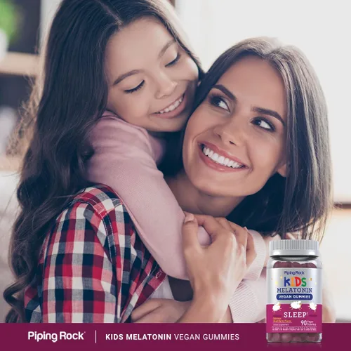 Vista 6 de Piping Rock Gomitas de melatonina para niños 1 mg 90 unidades Suplemento para niños Sabor mixto de bayas Veganas, sin OMG, sin gluten