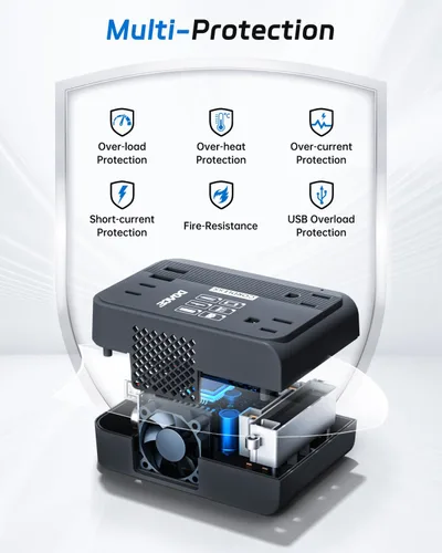 Vista 7 de DOACE Convertidor de 220 V a 110 V Convertidor de voltaje de 350 W de EE. UU. a Europa para alisador de cabello/convertidor de rizador para viajes