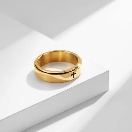Vista 6 de Anillos de banda giratoria para aliviar el estrés y la ansiedad para hombres, mujeres y niñas para la ansiedad y el dedo giran libremente, acero