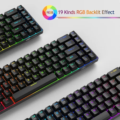 Vista 8 de MageGee Teclado para juegos de disparo rápido 60%, interruptor magnético de efecto Hall, punto de actuación ajustable, teclado con cable Negro