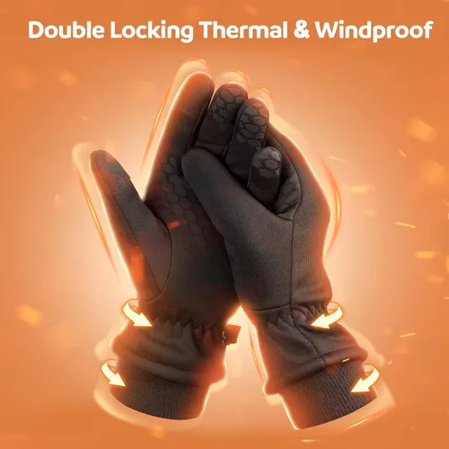 Vista 3 de FREETOO Winter Gloves for Women, 2022 Stylish Double Locking Thermal Running Gloves, Warm Waterproof Touchscreen Driving Gloves