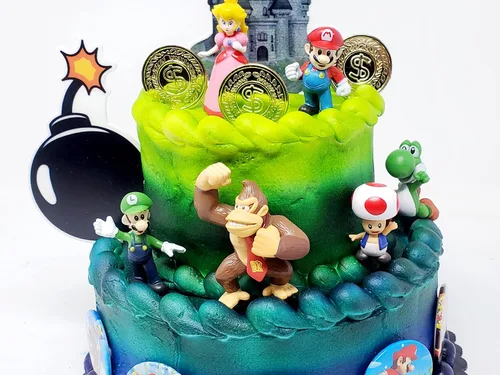 Vista 4 de Mario Brothers - Juego de decoración para pastel de cumpleaños con Mario y sus amigos